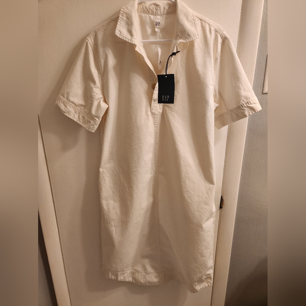 GAP Womens White Cotton Shirt Dress